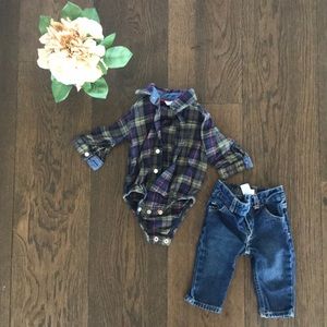 [Carter’s] button up flannel with jeans